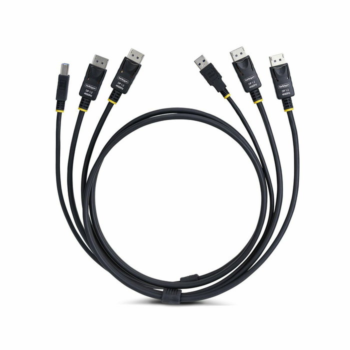 StarTech.com Cable KVM DisplayPort Doble Pantalla 4K 60Hz, 1,8 m, Negro