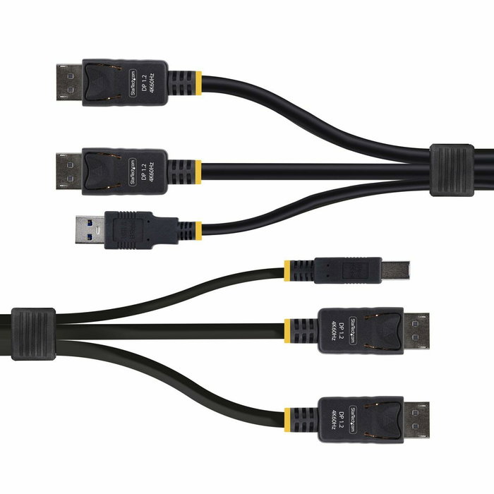 StarTech.com Cable KVM DisplayPort Doble Pantalla 4K 60Hz, 1,8 m, Negro