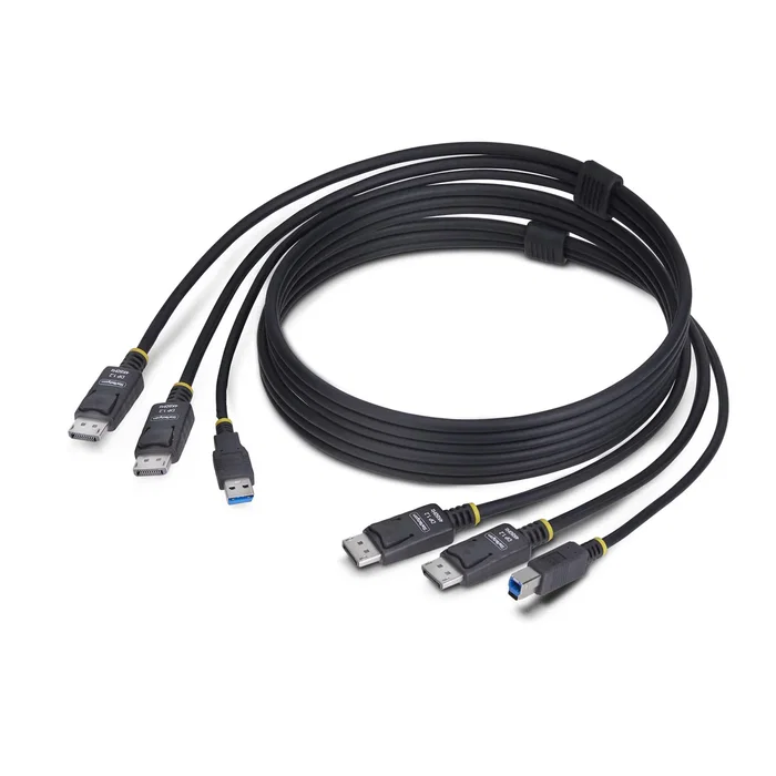 Cable kvm displayport doble pantalla usb 5gbps de 1 8m Cable kvm displayport doble pantalla usb 5gbps de 1 8m