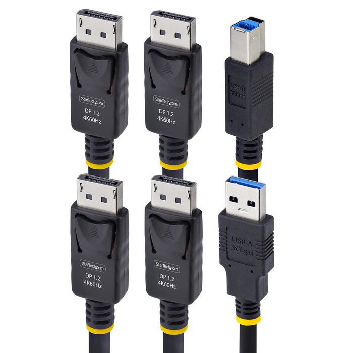 Startech Cable KVM DisplayPort Doble Pantalla USB 5Gbps de 1.8m