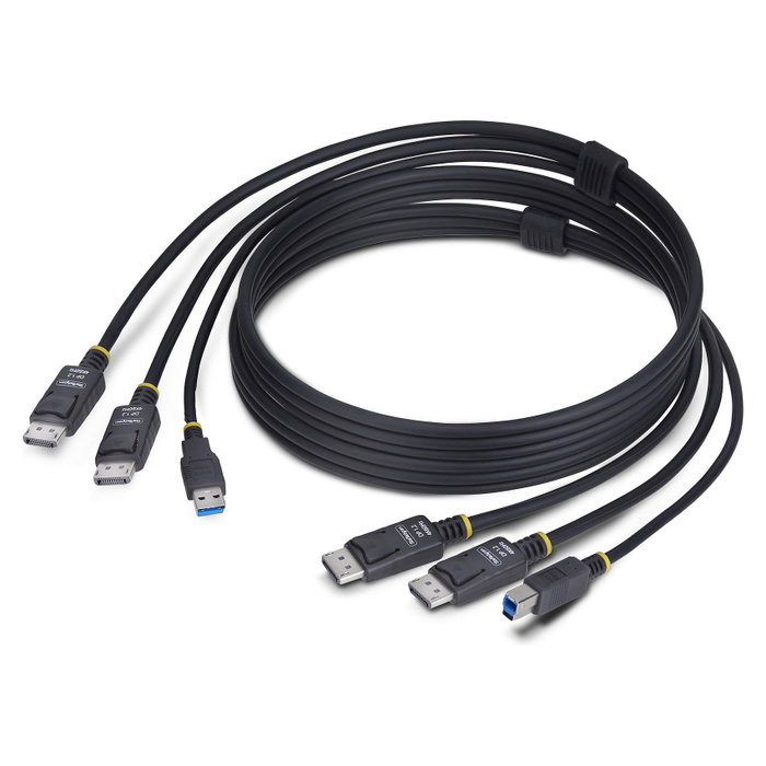 StarTech.com Cable KVM DisplayPort Doble Pantalla 4K 60Hz, 1,8 m, Negro