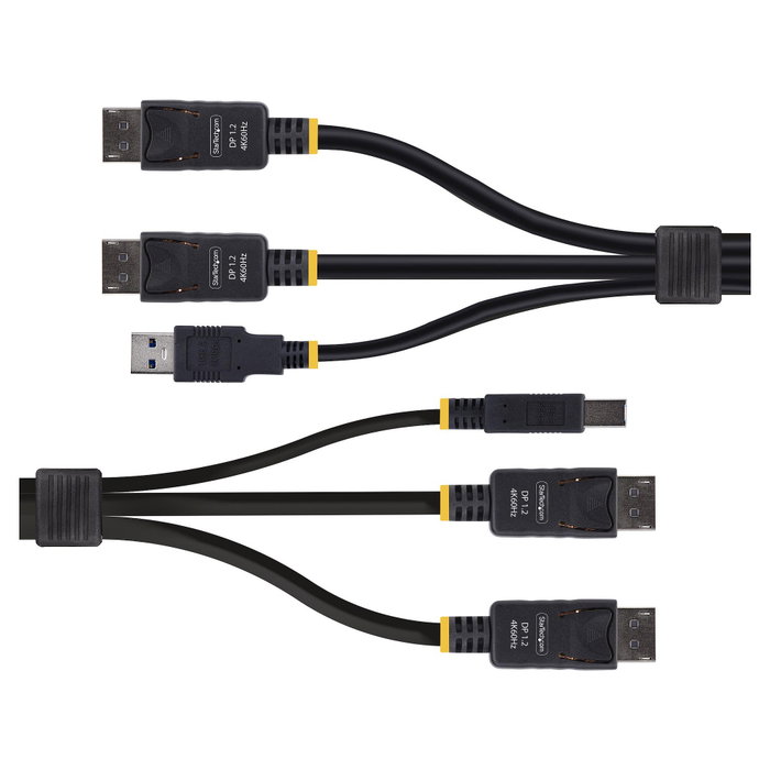 StarTech.com Cable KVM DisplayPort Doble Pantalla 4K 60Hz, 1,8 m, Negro