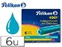 Pelikan TP6 Tinta para Estilográfica Turquesa Caja de 6 Cartuchos