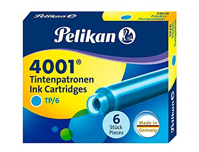 Pelikan TP6 Tinta para Estilográfica Turquesa Caja de 6 Cartuchos