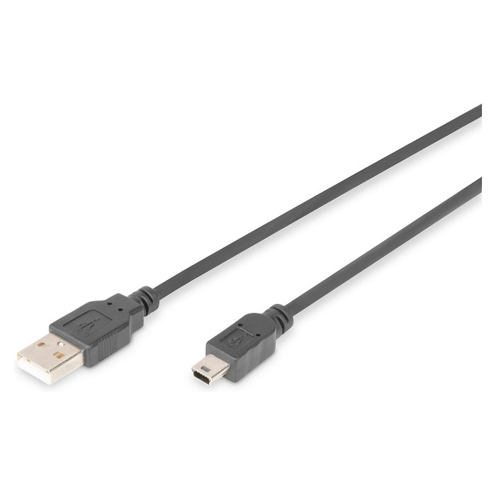 Digitus Cable de Conexión USB 2.0 Tipo A a Mini B 1,8m Negro