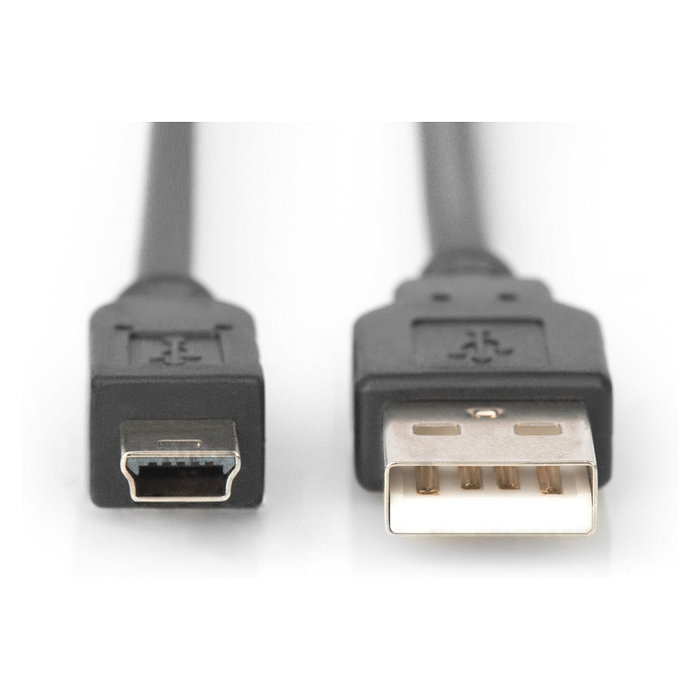 Digitus Cable de Conexión USB 2.0 Tipo A a Mini B 1,8m Negro
