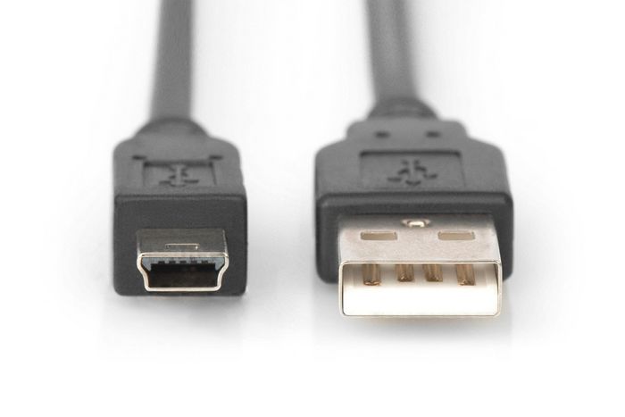 Digitus Cable USB 2.0 Tipo A a Mini-B, Macho/Macho, 1.8 m, Color Negro