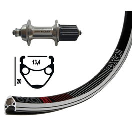 EXAL Llanta 28" 700C XR1 32 Agujeros Aluminio Negro con Lados Pulidos ETRTO 622-13 para Rueda Trasera Shimano 105