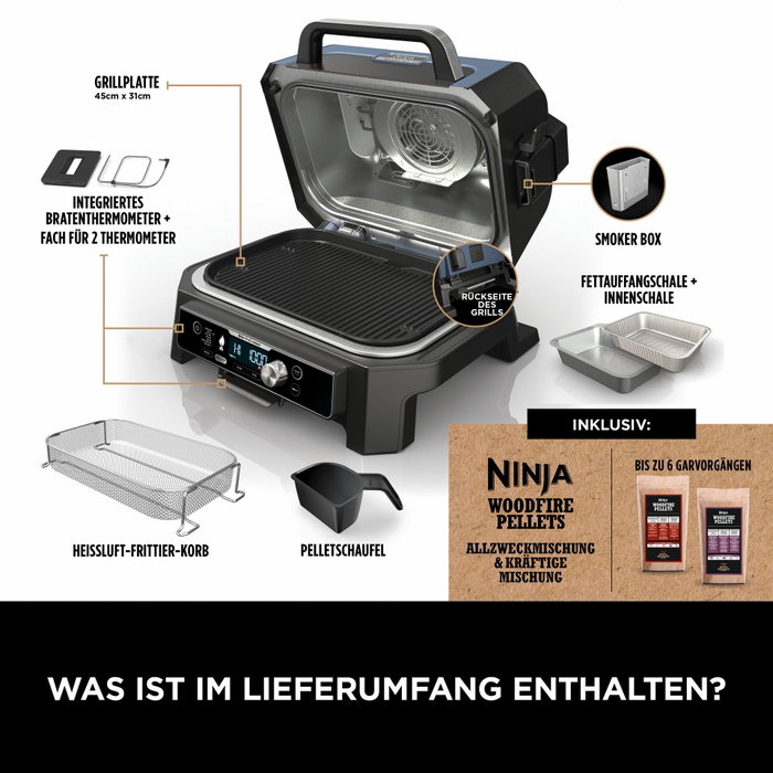 Ninja Woodfire Pro Connect XL OG901EU Barbacoa Eléctrica de Exterior