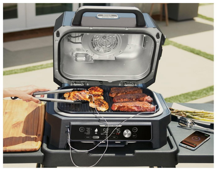 Ninja Woodfire Pro Connect XL OG901EU - Parrilla eléctrica de exterior con ahumador y freidora de aire Ninja Woodfire Pro Connect XL OG901EU - Parrilla eléctrica de exterior con ahumador y freidora de aire