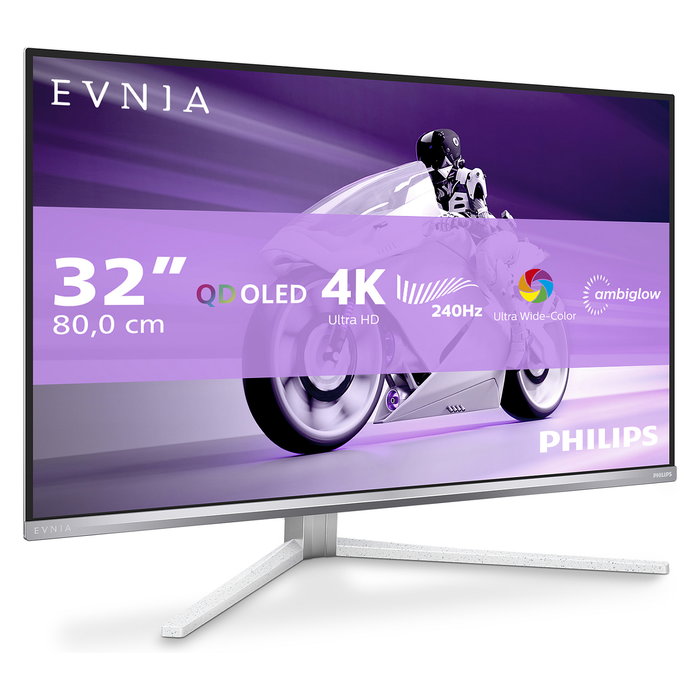 Philips Evnia 8000 32M2N8900/00 Monitor QD-OLED 31.5" 4K UHD 240Hz AMD FreeSync Premium Pro 0.03ms USB-C 65W 2xHDMI DP Blanco