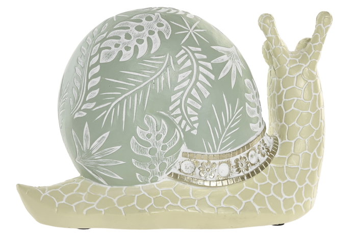 DKD Home Decor Figura de Caracol Verde en Resina