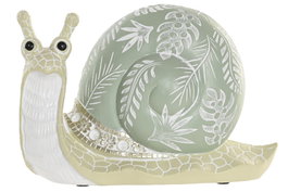 DKD Home Decor Figura de Caracol Verde en Resina