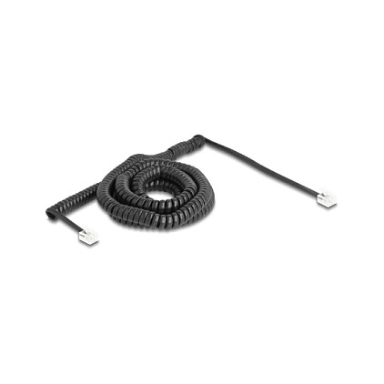 DeLOCK 90227 Cable telefónico en espiral RJ11 a RJ11 negro 10 m