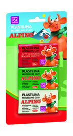Alpino DP000116 Plastilina Surtida, Blister 3 Unidades de 50 gr C/u, Flexible, Brillantes, Sin Gluten