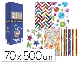 Basika Papel de Regalo Todo Año, Rollo Ancho 70 cm x 5 m, Diseños Surtidos, 50 g/m²