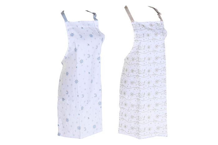 DKD Home Decor Stella Maris Delantal Atlantico Azul Blanco Poliéster 80x60 cm Set de 2