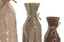DKD Home Decor Set de 3 Jarrones de Metal y Cuerda Rugoso