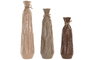 DKD Home Decor Set de 3 Jarrones de Metal y Cuerda Rugoso