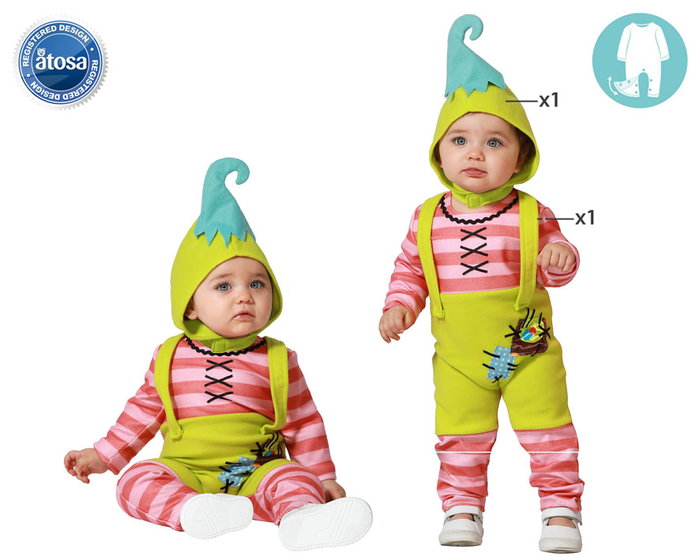 Disfraz Duende Bebé Fantasía Verde Talla 24 Meses Disfraz Duende Bebé Fantasía Verde Talla 24 Meses