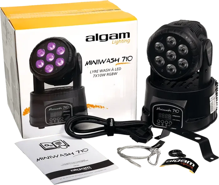 ALGAMLIGHT Wash Led 7x10W RGBW con Control DMX y Movimiento de 540°/268°, 70W, 180x180x230mm
