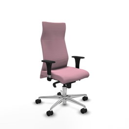PIQUERAS Y CRESPO Sillón Albacete con mecanismo Sincro, Tela Rosa, Base Aluminio