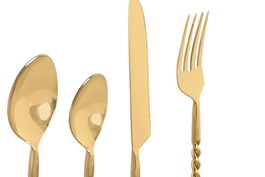 DKD Home Decor Cubertería Dorado 2 x 21 x 4.5 cm Set 16 Piezas Inox Espiral Apto Lavavajillas
