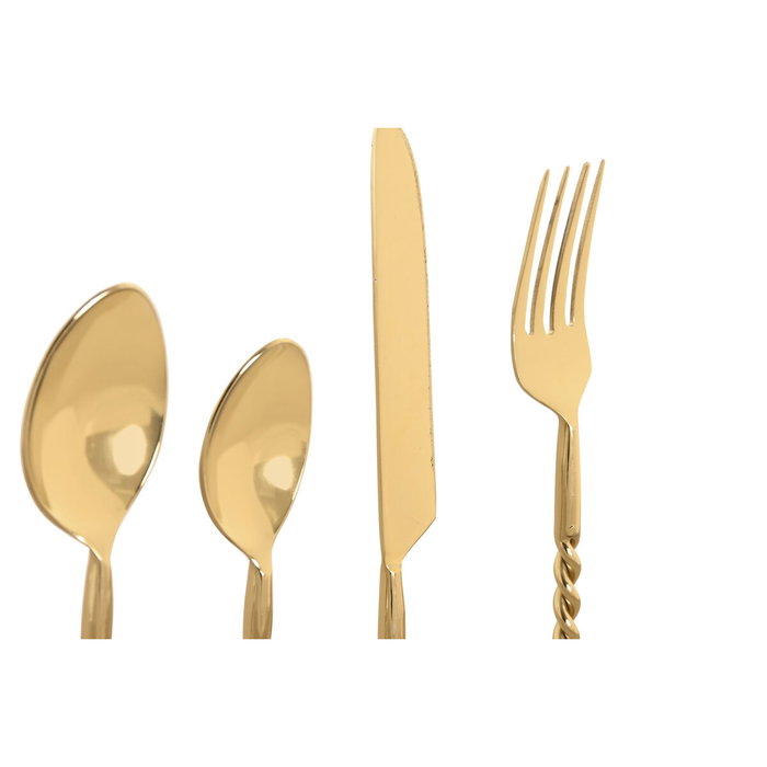 DKD Home Decor Set de Cubertería Espiral Dorado de 16 Piezas