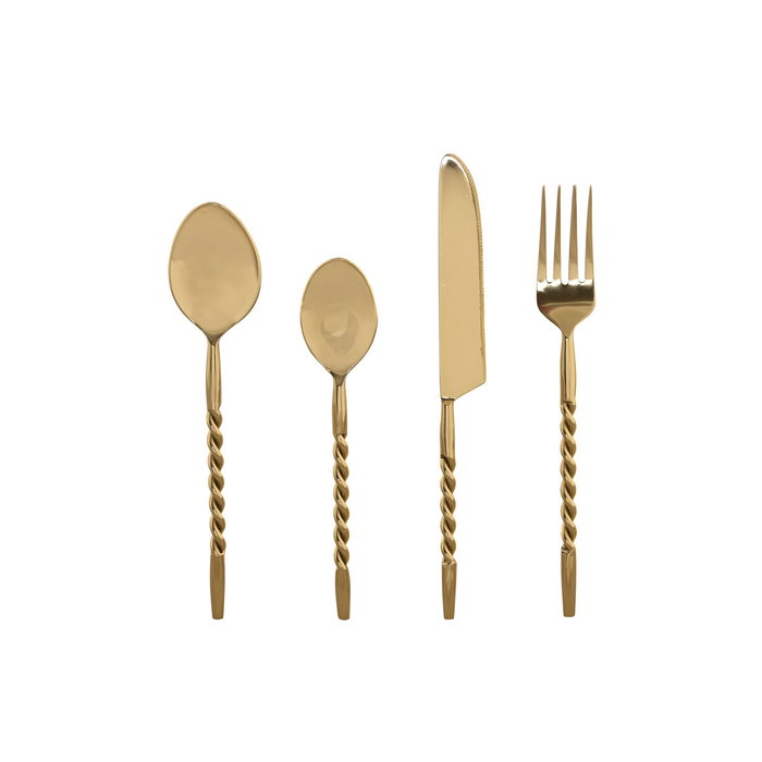 DKD Home Decor Set de Cubertería Espiral Dorado de 16 Piezas