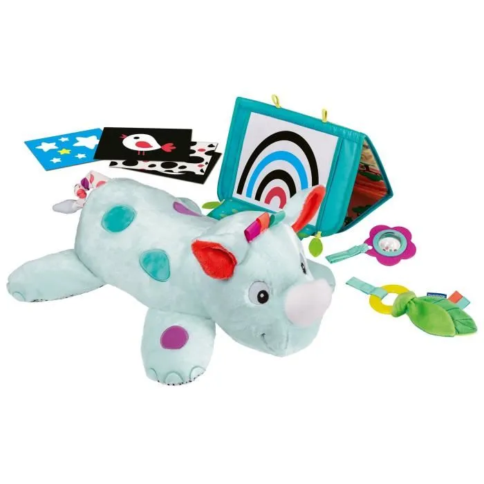 Ravensburger -PLAY + - Cojín de actividad rinoceronte 3 en 1 - Desde el nacimiento - Versión francesa - 34010