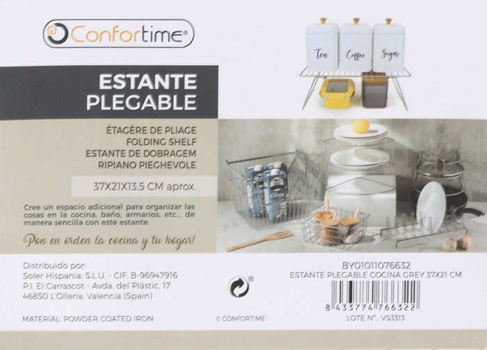 Confortime Estante Plegable Cocina Grey 37.1 x 23.7 x 3.5 cm (12 Unidades)