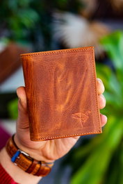 Zoozie Bags Cartera para Hombre 100% Piel Auténtica Tostado con Bloqueo RFID