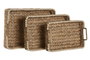 DKD Home Decor Set de Bandejas Jacinto de Agua y Madera Natural 45x33x12 cm