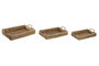 DKD Home Decor Set de Bandejas Jacinto de Agua y Madera Natural 45x33x12 cm