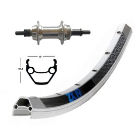 Exal Llanta 26 x 1.90 ZX19 Aluminio Plata Mate 36 Agujeros ETRTO 559-19 con Eje Trasero 135mm