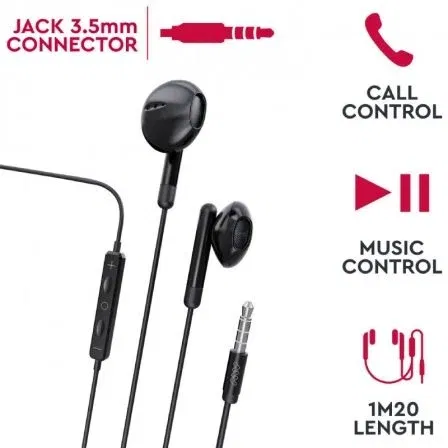 Myway MWHPH0019 Auriculares Intrauditivos con Micrófono Jack 3.5 Negros
