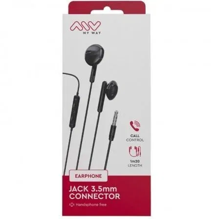 Myway MWHPH0019 Auriculares Intrauditivos con Micrófono Jack 3.5 Negros
