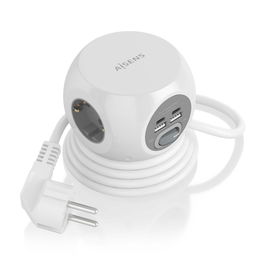AISENS - REGLETA DE ENCHUFES SOBREMESA MULTIFUNCION CON 3 TOMAS + 2xUSB-C, 2xUSB-A, 1.4M, BLANCO