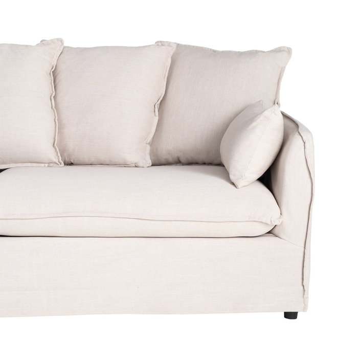 Sofá 3 Plazas Beige Dm-Tejido Salón 212 X 104 X 76 cm