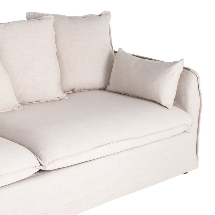 Sofá 3 Plazas Beige Dm-Tejido Salón 212 X 104 X 76 cm