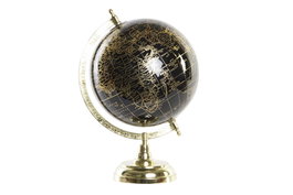 DKD Home Decor Globo Terráqueo en PVC y Metal Negro y Dorado