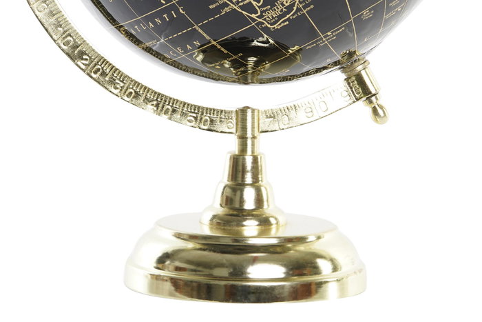 DKD Home Decor Globo Terráqueo en PVC y Metal Negro y Dorado