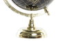 DKD Home Decor Globo Terráqueo en PVC y Metal Negro y Dorado