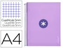 Antartik Cuaderno espiral A4 micro tapa forrada 120 hojas 90 gr cuadro 5mm 5 bandas color lavanda
