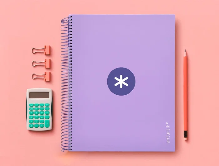 Antartik Cuaderno espiral A4 micro tapa forrada 120 hojas 90 gr cuadro 5mm 5 bandas color lavanda