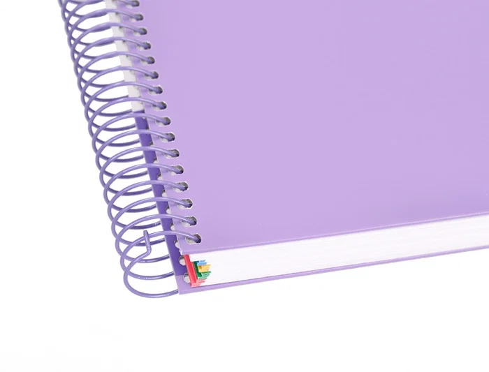 Antartik Cuaderno espiral A4 micro tapa forrada 120 hojas 90 gr cuadro 5mm 5 bandas color lavanda