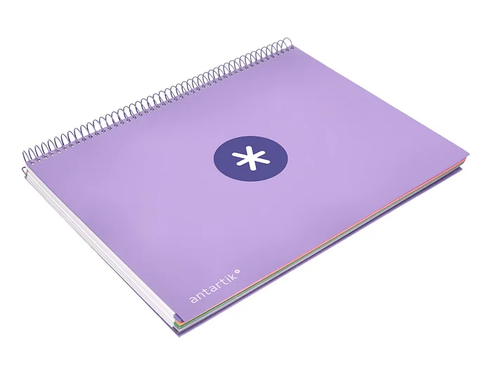 Antartik Cuaderno espiral A4 micro tapa forrada 120 hojas 90 gr cuadro 5mm 5 bandas color lavanda