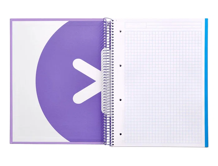Antartik Cuaderno espiral A4 micro tapa forrada 120 hojas 90 gr cuadro 5mm 5 bandas color lavanda
