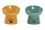 DKD Home Decor Set de 2 Comederos de Gres Turquesa y Amarillo