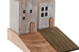 DKD Home Decor Sujetapuertas Boho Blanco Natural Pino 6 x 12 x 16 cm (12 Unidades)